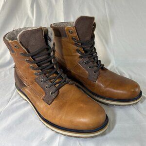Aldo Boots Mens Sz 12 Brown Leather & Suede Combat Ankle Lace Up Casual Comfort